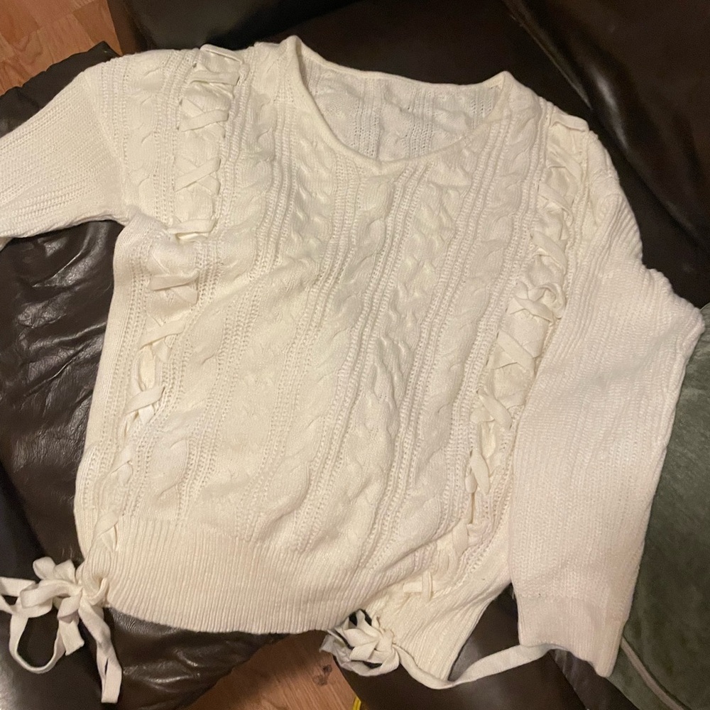 white sweater